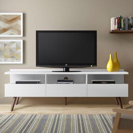 Rack para TV até 65 Polegadas Madesa Londres com Pés Retro - Branco Branco