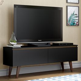 Rack para TV até 55 Polegadas Madesa Le Mans com 2 Portas - Preto/Rustic Rustic/Preto