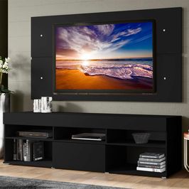Rack com Painel para TV até 65 Polegadas Madesa Miami 1 Porta - Preto Preto
