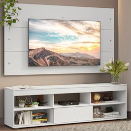 Rack com Painel para TV até 65 Polegadas Branco Orlando Madesa Branco
