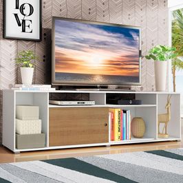 Rack para TV até 65 Polegadas Madesa Cancun - Branco/Rustic Branco/Rustic