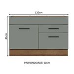 Balcão Gabinete de Pia 120 x 60 cm 1 Porta 2 Gavetas Rustic/Cinza (Sem Tampo) Agata Madesa