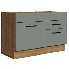 Balcão Gabinete de Pia 120 x 60 cm 1 Porta 2 Gavetas Rustic/Cinza (Sem Tampo) Agata Madesa Rustic/Cinza