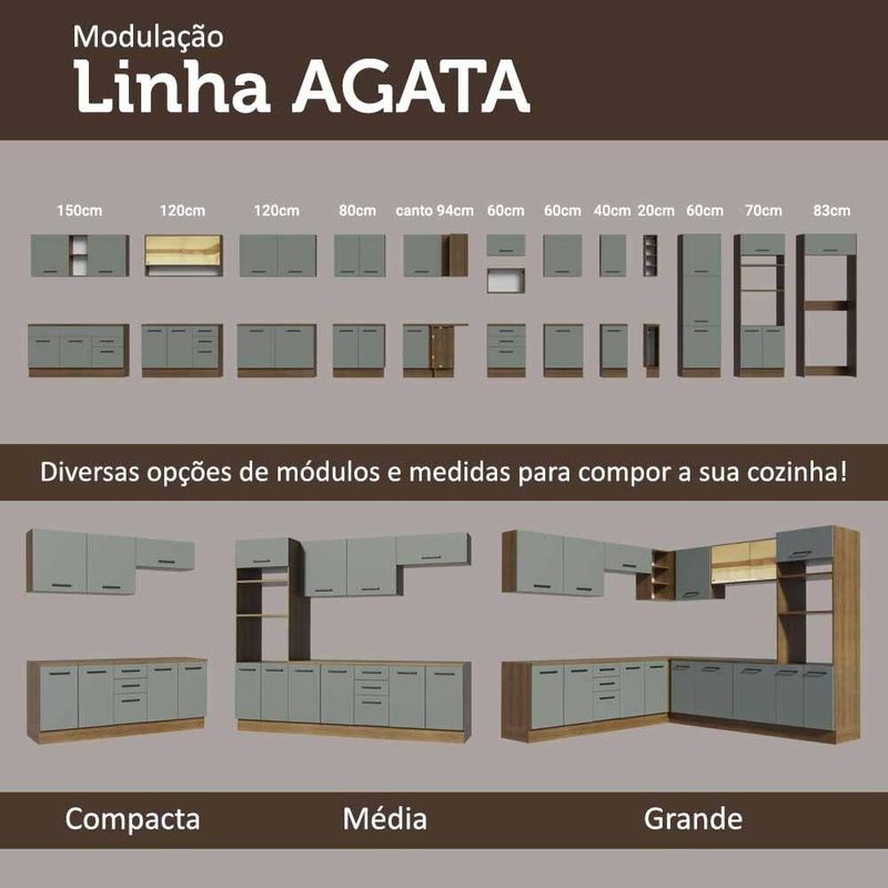 Balcão Gabinete de Pia 120 x 60 cm 1 Porta 2 Gavetas Rustic/Cinza (Sem Tampo) Agata Madesa