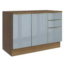 Balcão de Pia 120 cm 2 Portas 3 Gavetas - Rustic/Cinza Lux Madesa Rustic/Cinza