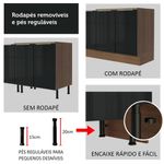 Balcão Gabinete de Pia Madesa Lux 120 cm 2 Portas 3 Gavetas - Rustic/Preto