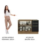 Balcão Gabinete de Pia Madesa Lux 120 cm 2 Portas 3 Gavetas - Rustic/Preto