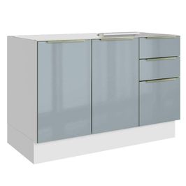 Balcão Gabinete de Pia Madesa Lux 120 cm 2 Portas 3 Gavetas - Branco/Cinza Branco/Cinza