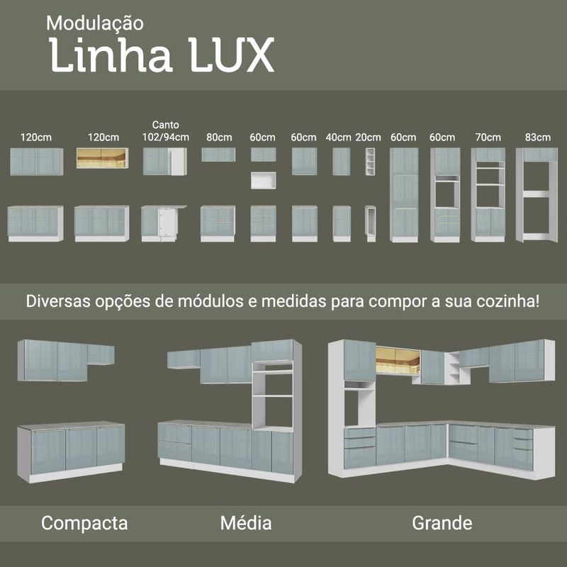 Balcão 40 cm 1 Porta Branco/Cinza Lux Madesa