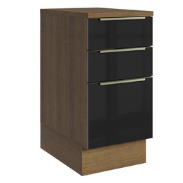 Balcão 40 cm 3 Gavetas Rustic/Preto Lux Madesa Rustic/Preto