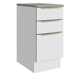 Balcão 40 cm 3 Gavetas Branco/Branco Veludo Lux Madesa Branco/Branco Veludo