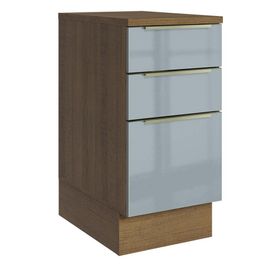 Balcão 40 cm 3 Gavetas Rustic/Cinza Lux Madesa Rustic/Cinza