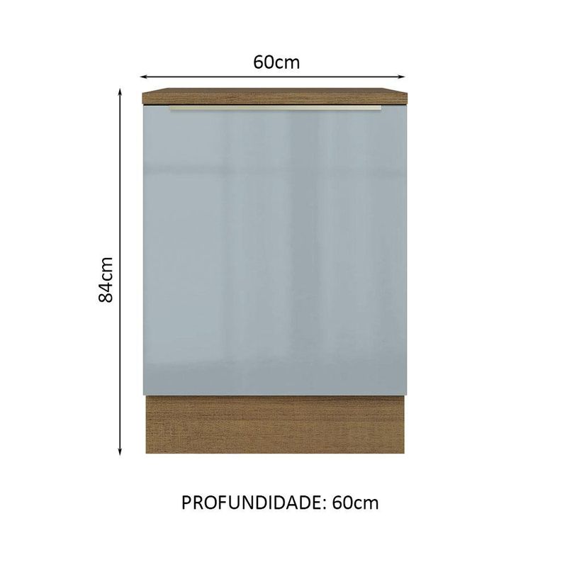 Balcão 60 cm 1 Porta Rustic/Cinza Lux Madesa