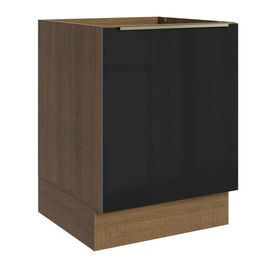 Balcão Madesa Lux 60 cm 1 Porta - Rustic/Preto Rustic/Preto