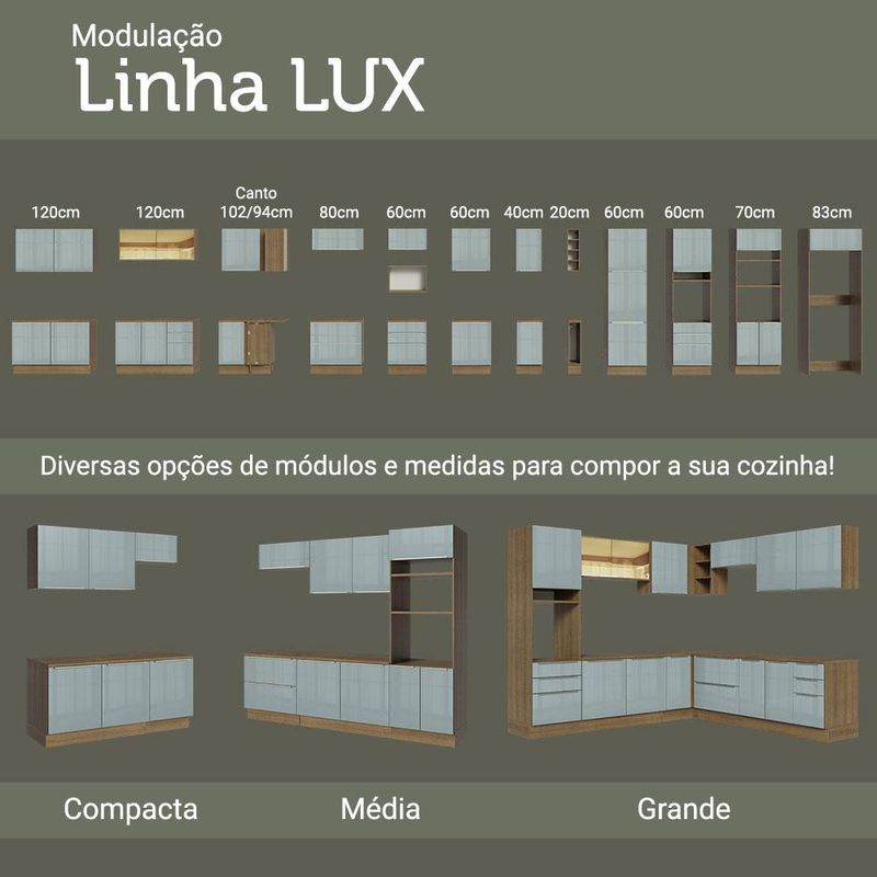 Balcão 60 cm 1 Porta Rustic/Cinza Lux Madesa