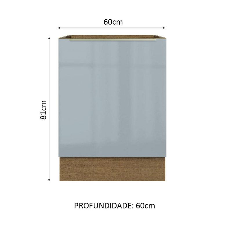 Balcão 60 cm 1 Porta Rustic/Cinza Lux Madesa