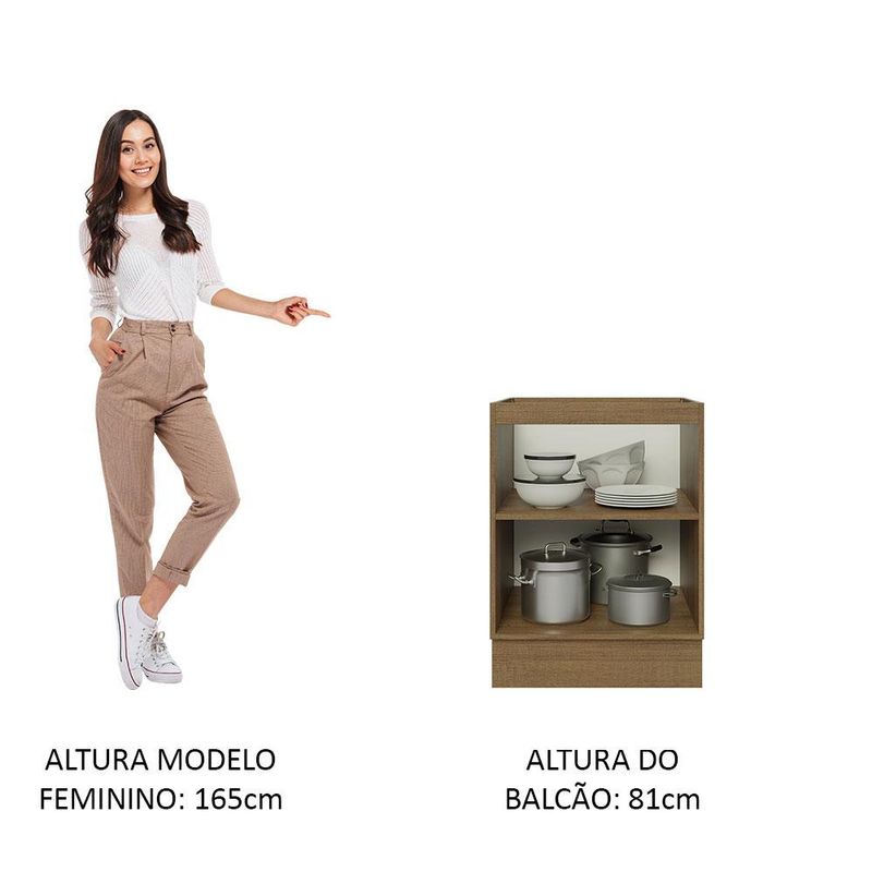 Balcão 60 cm 1 Porta Rustic/Cinza Lux Madesa