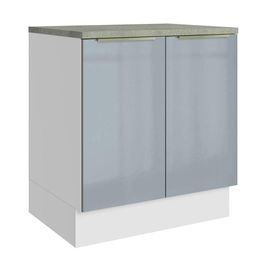 Balcão Madesa Lux 70 cm 2 Portas - Branco/Cinza (Com Tampo) Branco/Cinza