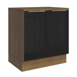 Balcão Madesa Lux 70 cm 2 Portas - Rustic/Preto (Com Tampo) Rustic/Preto