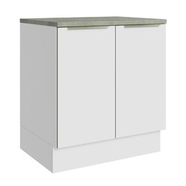 Balcão Madesa Lux 70 cm 2 Portas - Branco/Branco Veludo (Com Tampo) Branco/Branco Veludo
