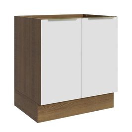 Balcão Madesa Lux 70 cm 2 Portas - Rustic/Branco Veludo (Sem Tampo) Rustic/Branco Veludo