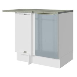 Balcão de Canto 1 Porta Branco/Cinza Lux Madesa Branco/Cinza