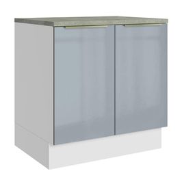 Balcão 80 cm 2 Portas Branco/Cinza Lux Madesa Branco/Cinza