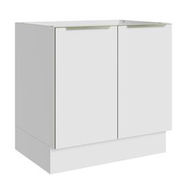 Balcão Madesa Lux 80 cm 2 Portas (Sem Tampo) - Branco/Branco Veludo Branco/Branco Veludo