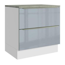 Balcão 80 cm 2 Gavetas Branco/Cinza Lux Madesa Branco/Cinza