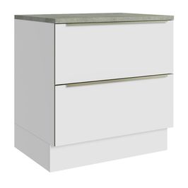 Balcão 80 cm 2 Gavetas Branco/Branco Veludo Lux Madesa Branco/Branco Veludo