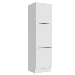 Paneleiro Madesa Lux 60 cm 3 Portas - Branco/Branco Veludo Branco/Branco Veludo