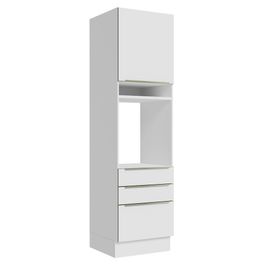 Torre Quente Madesa Lux 60 cm 1 Porta 3 Gavetas - Branco/Branco Veludo Branco/Branco Veludo