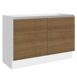 Balcão Gabinete de Pia Madesa Acordes 100% MDF 120 cm 2 Portas - Branco/Rustic Branco/Rustic