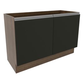 Balcão Gabinete de Pia Madesa Glamy 120 cm 2 Portas - Rustic/Preto Rustic/Preto