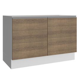 Balcão Gabinete de Pia Madesa Glamy 120 cm 2 Portas - Branco/Rustic Branco/Rustic