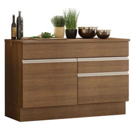 Balcão Madesa Glamy 120 cm 1 Porta e 2 Gavetas (Com Tampo) - Rustic Rustic