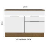Balcão Gabinete 120 cm 1 Portas e 2 Gavetas (Com Tampo) Rustic/Branco Stella Madesa