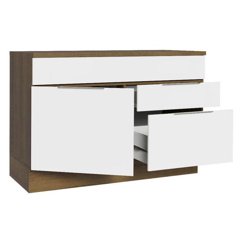 Balcão Gabinete 120 cm 1 Portas e 2 Gavetas (Com Tampo) Rustic/Branco Stella Madesa