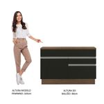 Balcão Madesa Glamy 120 cm 1 Porta e 2 Gavetas (Com Tampo) - Rustic/Preto