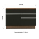 Balcão Madesa Glamy 120 cm 1 Porta e 2 Gavetas (Com Tampo) - Rustic/Preto