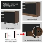 Balcão Madesa Glamy 120 cm 1 Porta e 2 Gavetas (Com Tampo) - Rustic/Preto