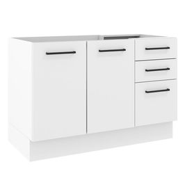 Balcão de Pia Madesa Agata 2 Portas e 3 Gavetas - Branco Rustic/Branco