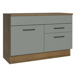 Balcão de Pia Cozinha 1 Porta e 2 Gavetas (Com Tampo) Rustic/Cinza Agata Madesa Rustic/Cinza