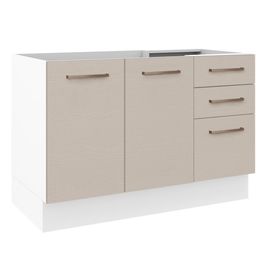 Balcão Gabinete de Pia 2 Portas e 3 Gavetas Branco/Crema Agata Madesa Branco/Crema