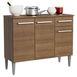 Balcão Gabinete Madesa Emilly 3 Portas e 1 Gaveta - Rustic Rustic
