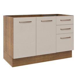 Balcão Gabinete de Pia 2 Portas e 3 Gavetas Rustic/Crema Agata Madesa Rustic/Crema