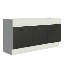 Balcão de Pia Madesa Agata 150 cm 2 Portas e 2 Gavetas (Sem Tampo e Pia) - Branco/Preto Branco/Preto