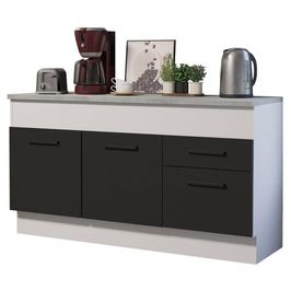 Balcão Madesa Agata 150 cm 2 Portas e 2 Gavetas (Com Tampo) - Branco/Preto Branco/Preto