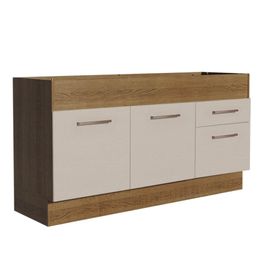 Balcão de Pia 150 cm 2 Portas e 2 Gavetas (Sem Tampo e Pia) Rustic/Crema Agata Madesa Rustic/Crema
