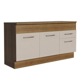 Balcão de Pia 150 cm 2 Portas e 2 Gavetas (Com Tampo) Rustic/Crema Agata Madesa Rustic/Crema